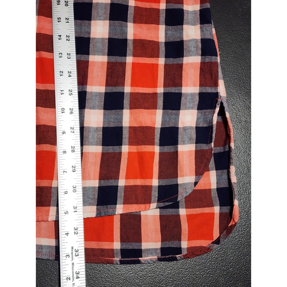 Old Navy Plaid Flannel Boyfriend‎ Shirt XL Tall Red Blue - Picture 7 of 9